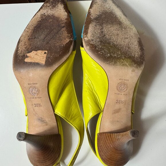Versace Yellow and Blue Heels - Picture 4 of 7